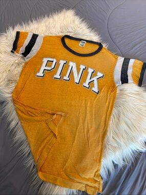 Victoria's Secret PINK Mustard Yellow Graphic Tee